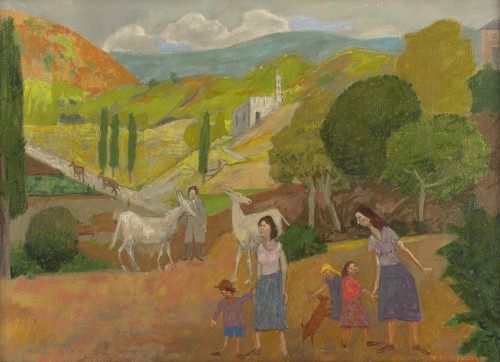 Famille entourée d'animaux